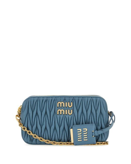 Miu Miu Blue Matelassé Nappa Leather Mini Bag