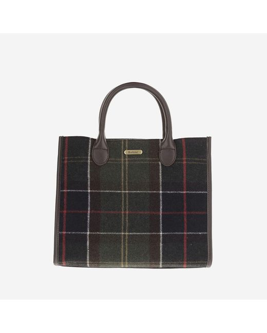 Barbour Black Tote Bag Barrhill Wool-Mix Checked Polyester Handbags