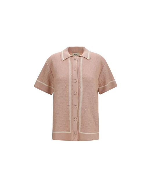Fendi Pink Multicolor Cotton Shortsleeve Shirt
