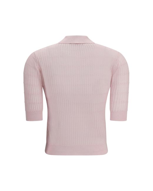 Max Mara Pink Polo Gallo Wool And Silk Silk; Ovis Aries Knitwear