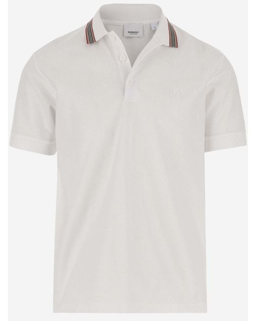 Burberry White Cotton Pique Polo Shirt for men