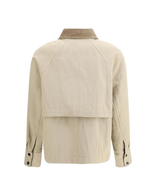 Brunello Cucinelli White Jacket Cotton-Linen Canvas