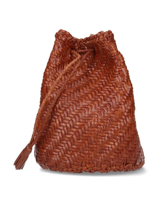 Dragon Diffusion Brown Pompom Bucket Bag
