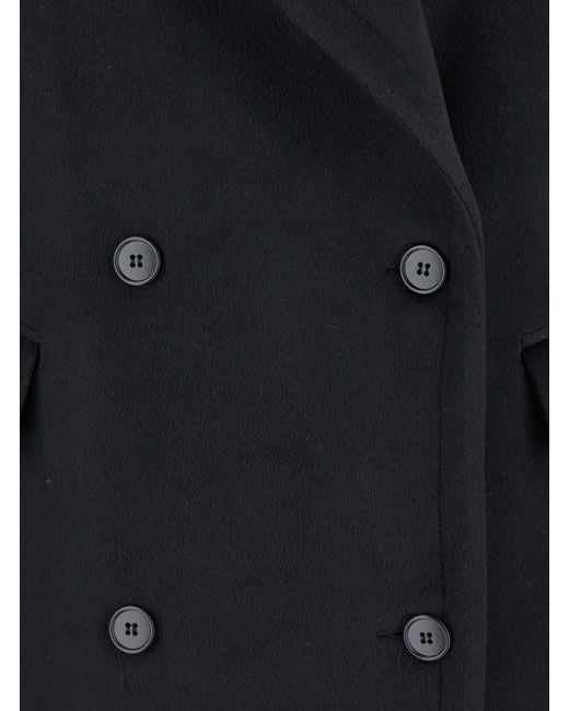 Le Plain Black Coat With Shirt Collar