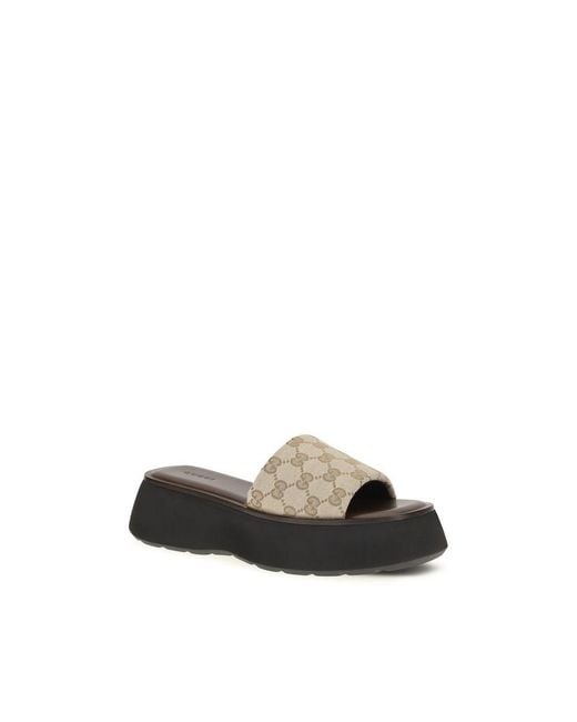 Gucci Natural Polyester Platform Sandals