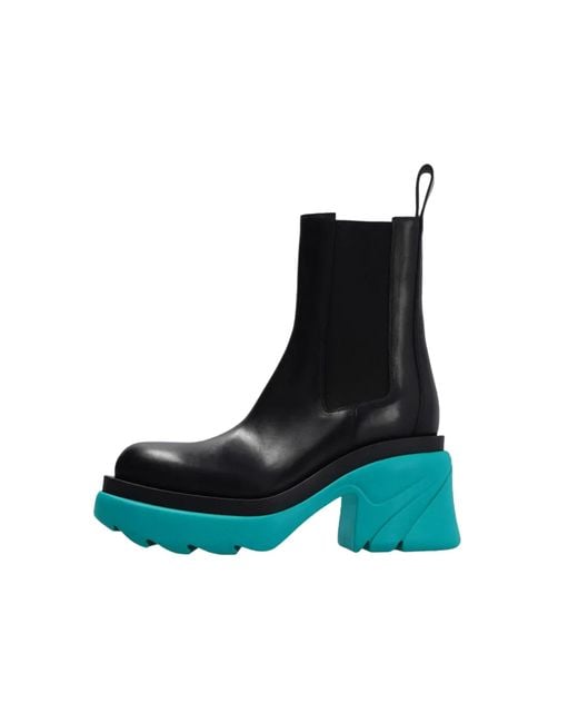 Bottega Veneta Black Contrast Sole Platform Ankle Boots