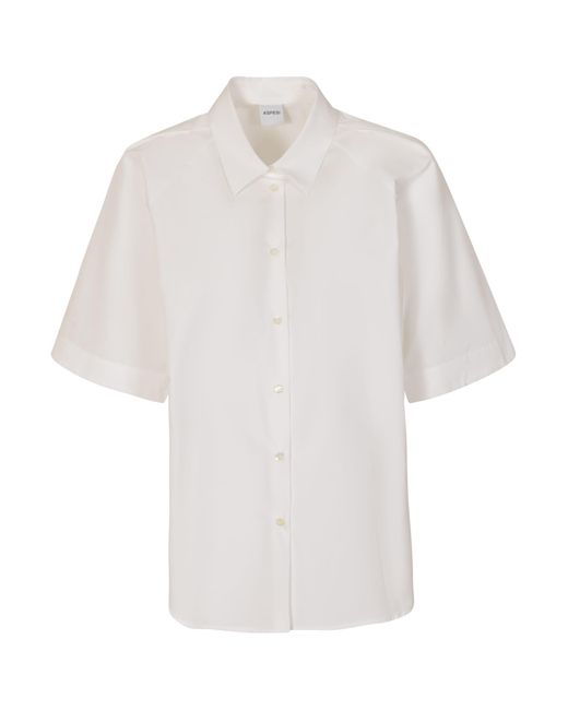 Aspesi White Short-Sleeved Plain Shirt