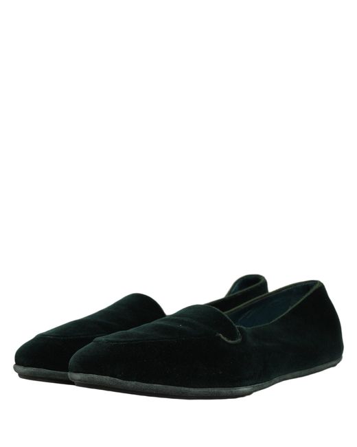 Dolce & Gabbana Black Velvet Slip On Flats Loafers Shoes Leather for men