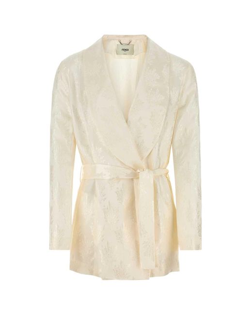 Fendi White Silk Blazer
