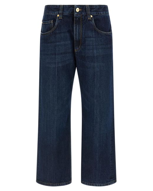 Brunello Cucinelli Blue Cotton Cropped Jeans Clothing