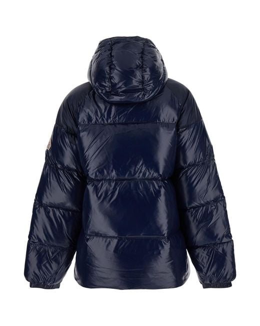 Pyrenex Blue Sten Down Jacket With Drawstring Hood And Logo Patch