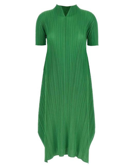 Pleats Please Issey Miyake Green Polyester Midi Dress