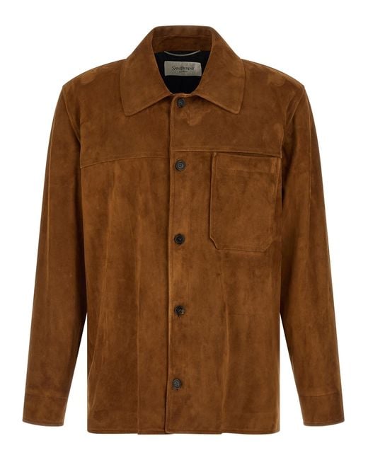 Saint Laurent Brown Lamb Leather Jacket Clothing for men