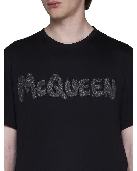 Alexander McQueen Black Logo Cotton T-shirt for men
