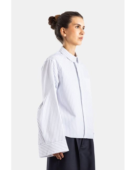 Sacai White Chemise Poplin Shirt Rayée Blanc Cassé