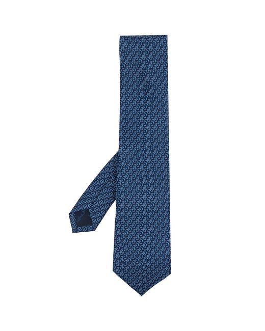 Ferragamo Blue Printed Silk Tie for men