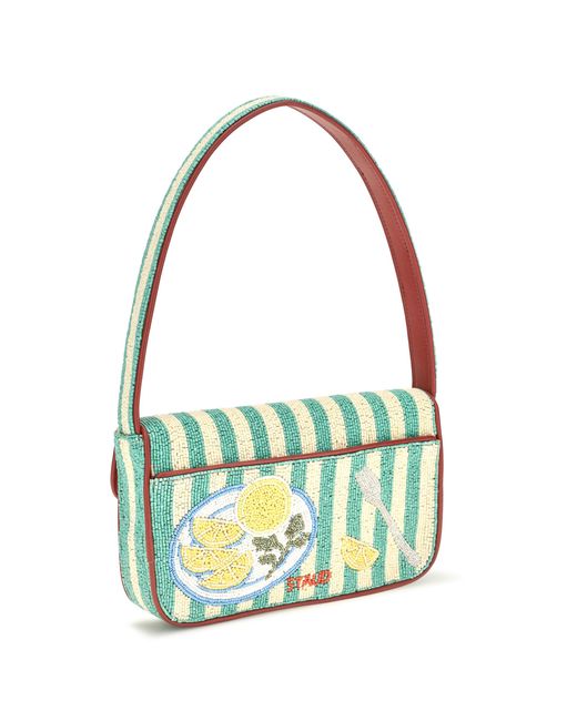 Staud Blue Shoulder Bag Tommy Beaded Rayon