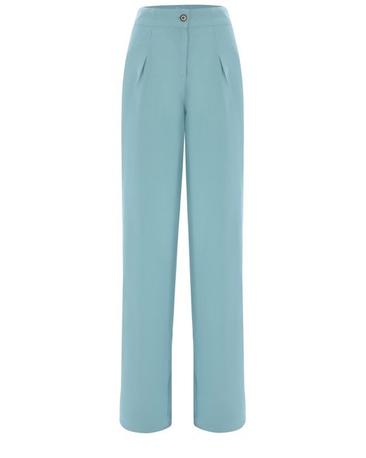 Pinko Pantaloni Pisticci Wide Leg A Palazzo In Crêpe Di Lino in Blue | Lyst