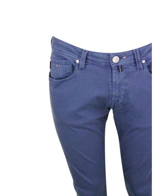 Sartoria Tramarossa Blue Leonardo Slim Zip Trousers for men