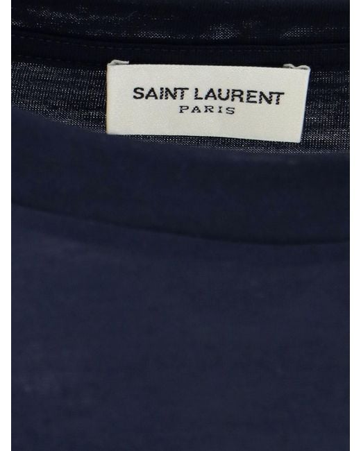 Saint Laurent Blue Monogram T-Shirt for men