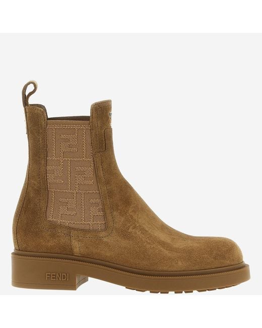 Fendi Brown Suede Leather Ankle Boots