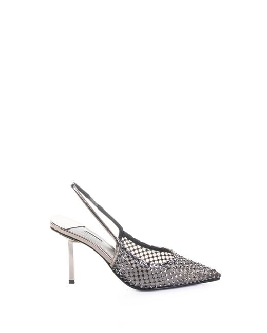 Le Silla White Gilda Slingback With Mesh And Crystals