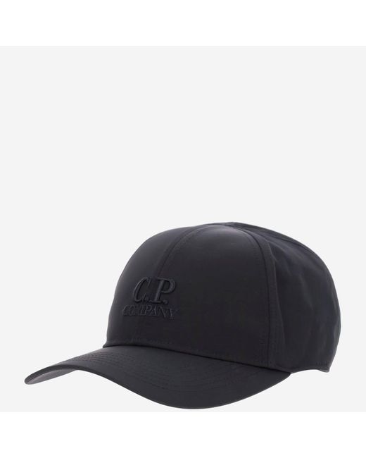 C P Company Blue Chrome-R Nylon Hat With Logo for men