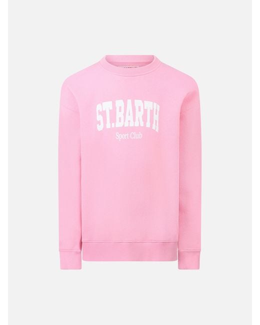 Mc2 Saint Barth Pink Girl Sweatshirt Briony With Saint Barth Print
