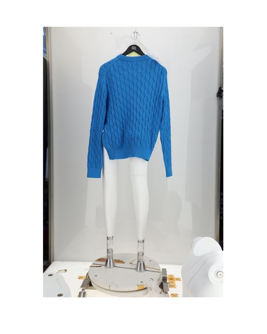 Dior Blue Knit Sweater Intrecciato Cotton for men
