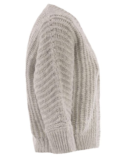 Peserico Metallic Wool And Alpaca Mesh Cardigan