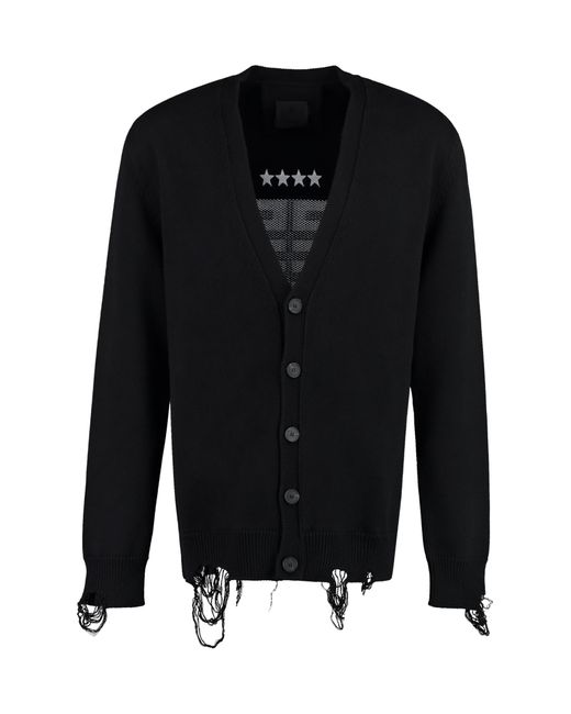 Givenchy Black Intarsia Detail Cotton Cardigan for men