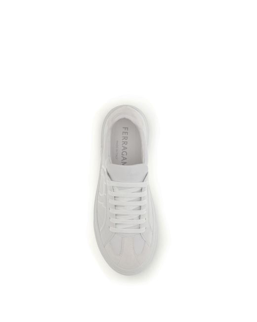 Ferragamo White Gancini Sneakers for men