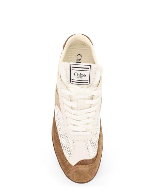 Chloé White Chloé Kick Leather Sneakers With Mesh Inserts