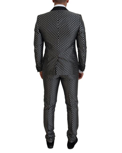 Dolce & Gabbana Black Geometric Pattern Slimfit Suit for men
