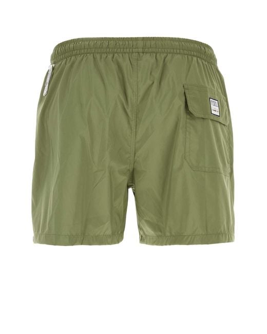 Fedeli Green Army Polyester Swimming Shorts for men