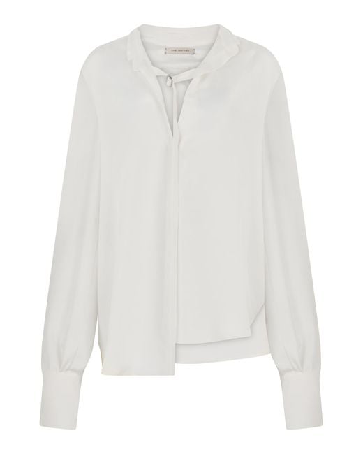The Mannei White Silk Long-Sleeve Shirt