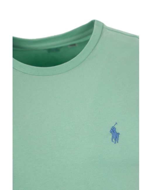 Ralph Lauren Green Cotton T-Shirt With Pony Logo for men