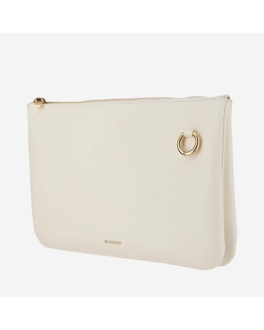 Jil Sander Natural Leather Shoulder Bag With Logo Sheep Satchels & Cross Body