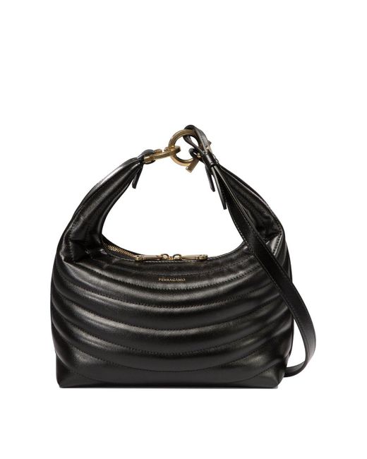 24PF new/FERRAGAMO フィアマレザーショルダーバッグ Bag Black FERRAGAMO フェラガモ ショルダーバッグ FIAMMA フィアンマ S 21