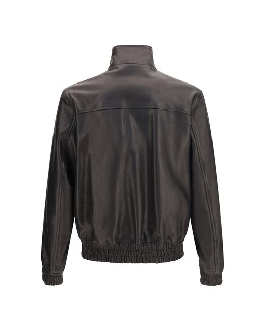Valentino Gray Leather Zip Jacket Lamb Ovis Aries for men
