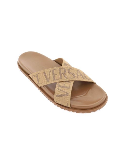 Versace Brown Allover Sandals for men