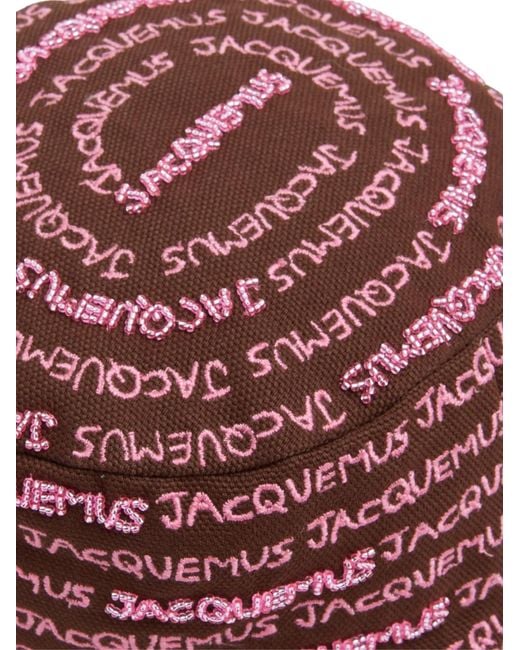 Jacquemus Red Le Bob Bordado Logo Bucket Hat Accessories Beanies