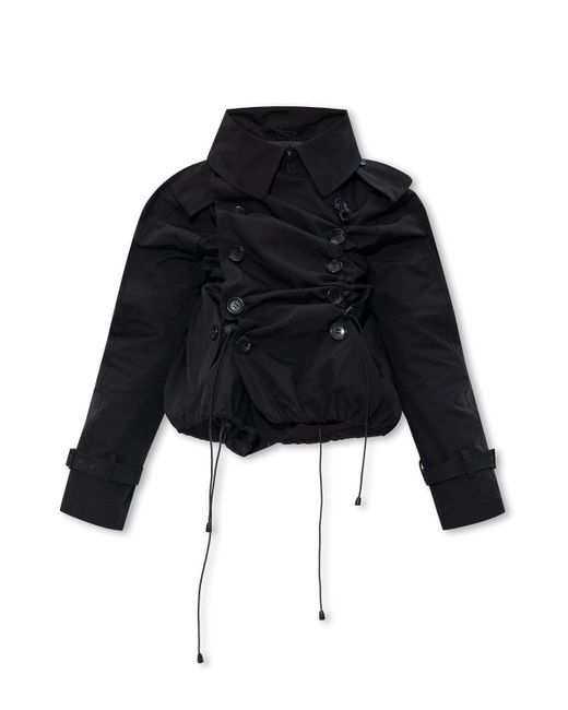 Junya Watanabe Black Double Breasted Ruched Padded Jacket