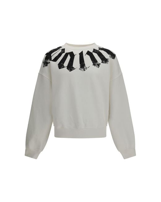 Palm Angels Black Sweatshirt Big Neck Logo Off-- Cotton Sweatshirts for men