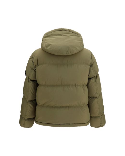 Stone Island Green Detachable Hood Down Jacket Polyamide for men