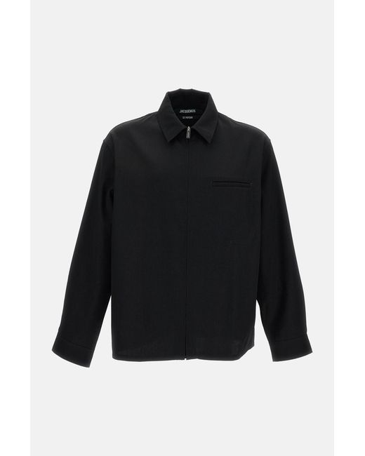 Jacquemus Black La Chemise Mecano Zipped Shirt for men