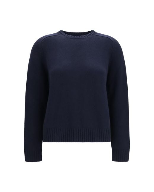 Loro Piana Blue Cashmere Crewneck Sweater Parksville (Capra Hircus)