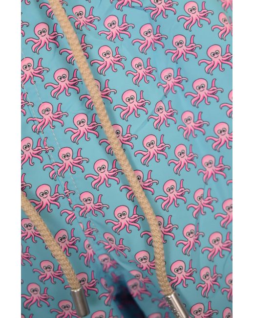 Mc2 Saint Barth Blue Lighting Micro Swimsuit With Octopus Print for men