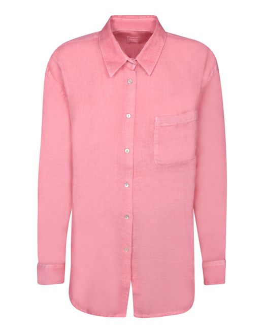 120% Lino Pink Regular Fit Geranium Linen Shirt