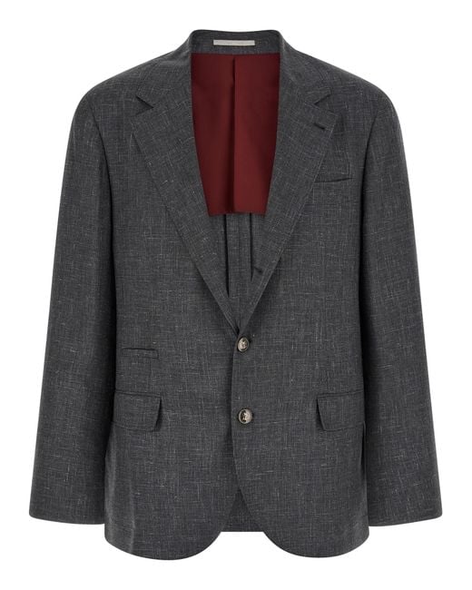 Brunello Cucinelli Black Wool Blazer Clothing for men
